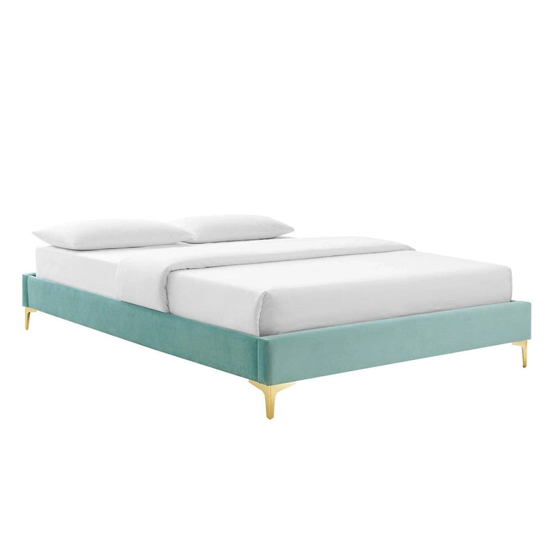 Lit Plateforme Capitonnée en Velours Performance Jumeau