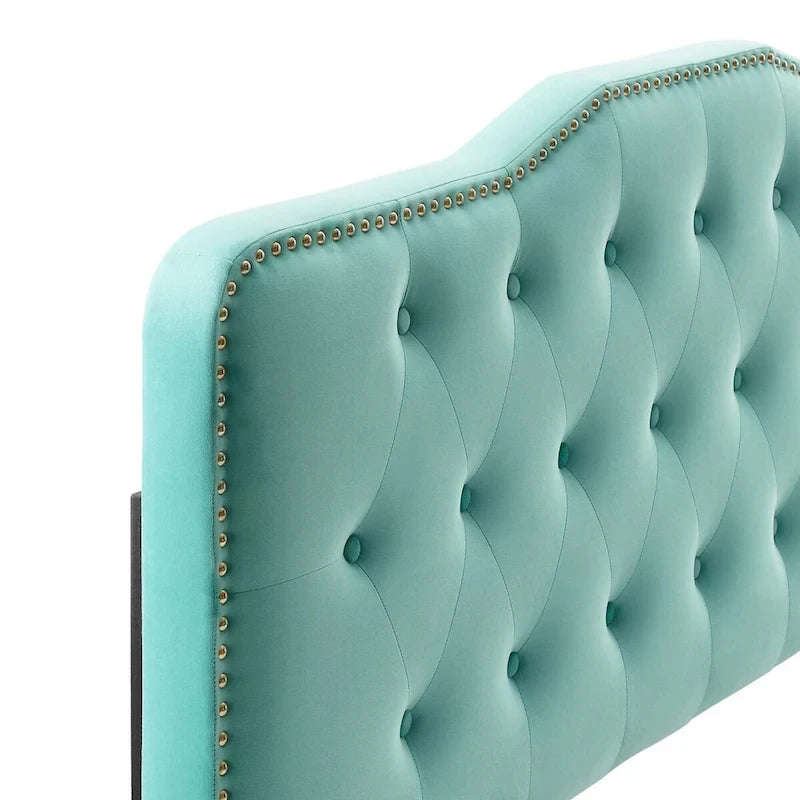 Lit Plateforme Capitonnée en Velours Performance Jumeau