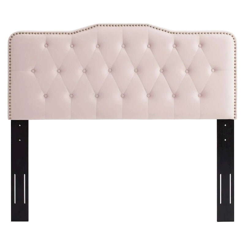 Lit Plateforme Capitonnée en Velours Performance Jumeau