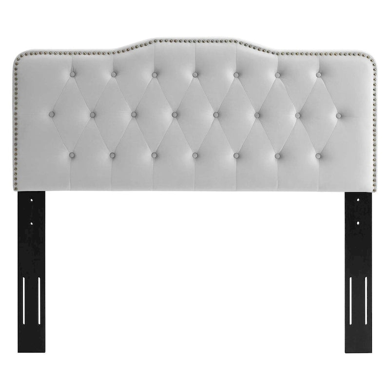 Lit Plateforme Capitonnée en Velours Performance Jumeau
