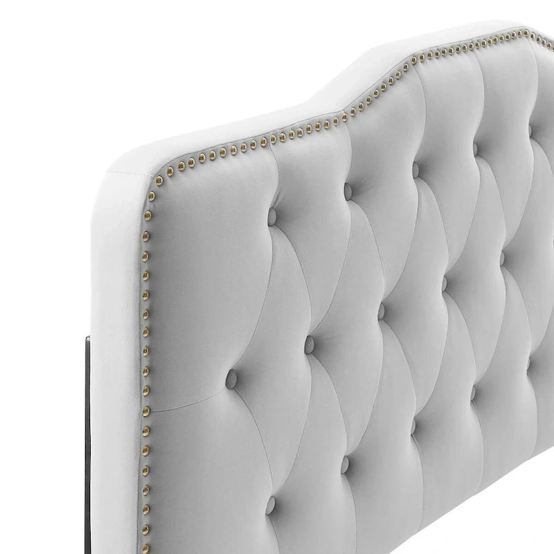 Lit Plateforme Capitonnée en Velours Performance Jumeau
