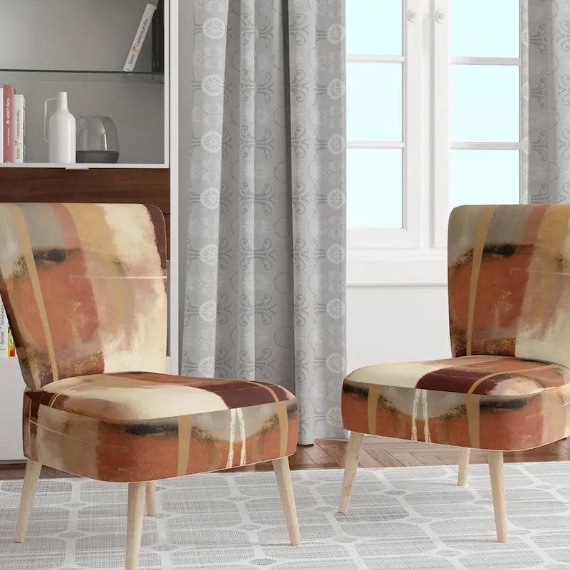 Fauteuil d'appoint abstrait rembourré brun chocolat et fauteuil moderne et contemporain