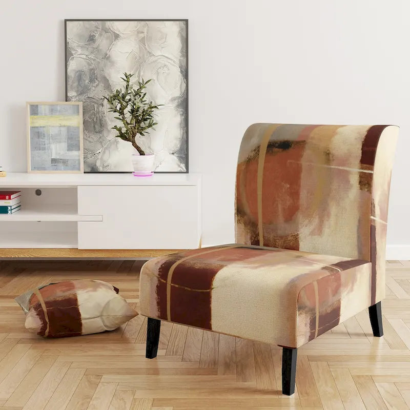 Fauteuil d'appoint abstrait rembourré brun chocolat et fauteuil moderne et contemporain