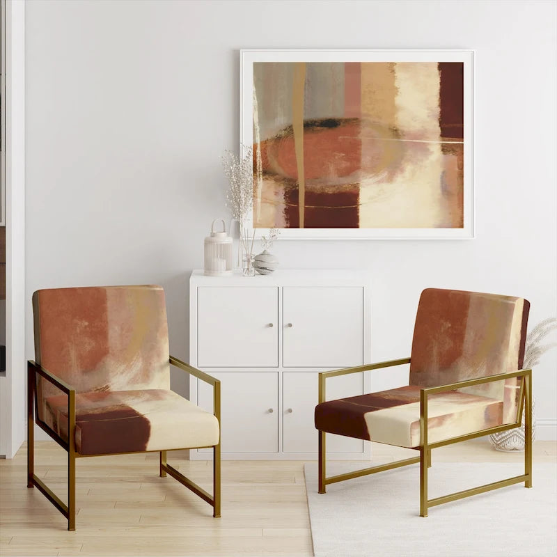Fauteuil d'appoint abstrait rembourré brun chocolat et fauteuil moderne et contemporain