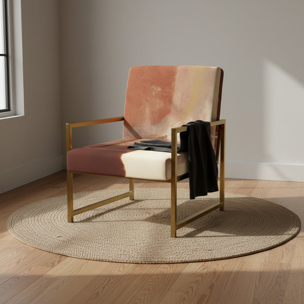 Fauteuil d'appoint abstrait rembourré brun chocolat et fauteuil moderne et contemporain