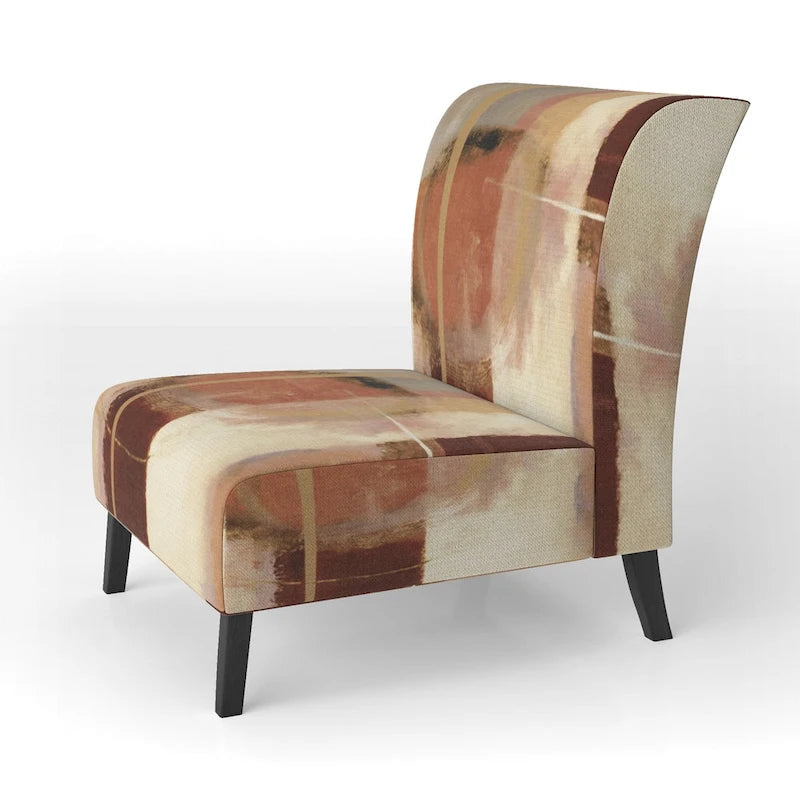 Fauteuil d'appoint abstrait rembourré brun chocolat et fauteuil moderne et contemporain