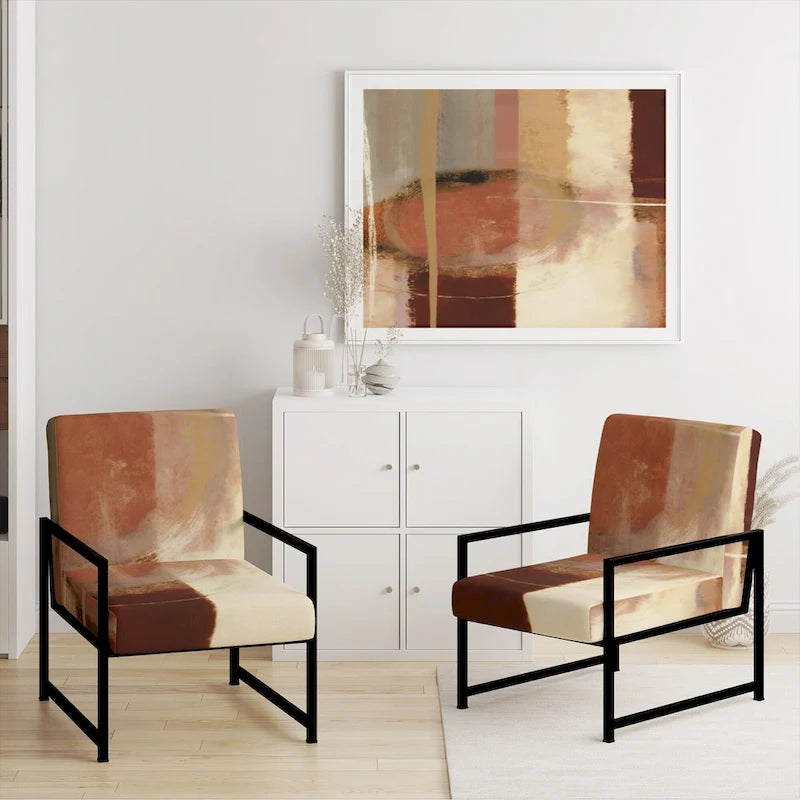 Fauteuil d'appoint abstrait rembourré brun chocolat et fauteuil moderne et contemporain
