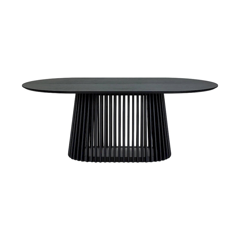 Table à manger ovale de 79 pouces en bois massif avec piédestal à lattes