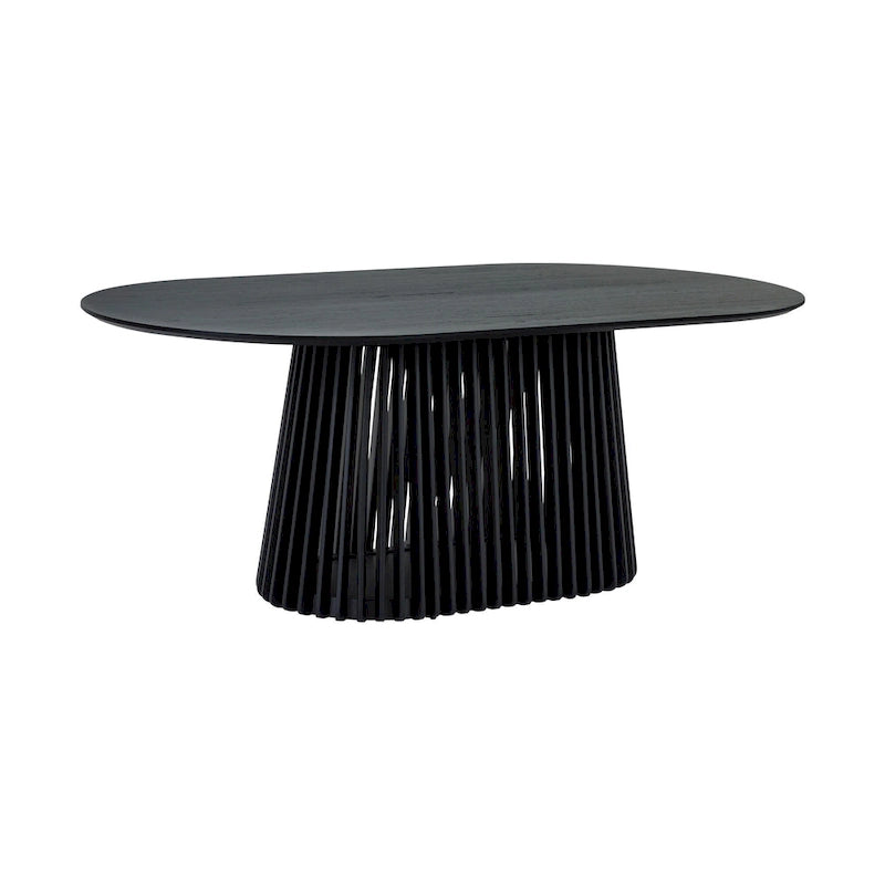 Table à manger ovale de 79 pouces en bois massif avec piédestal à lattes