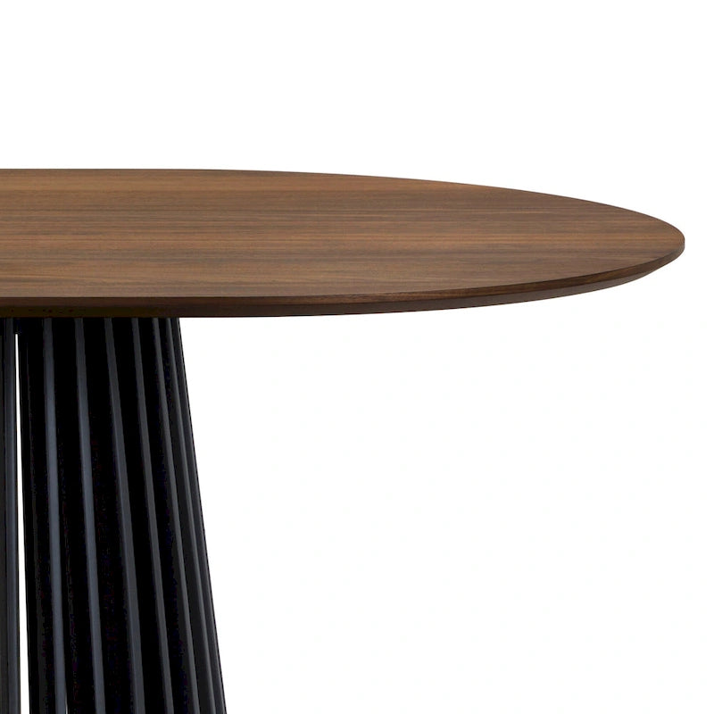 Table à manger ovale de 79 pouces en bois massif avec piédestal à lattes