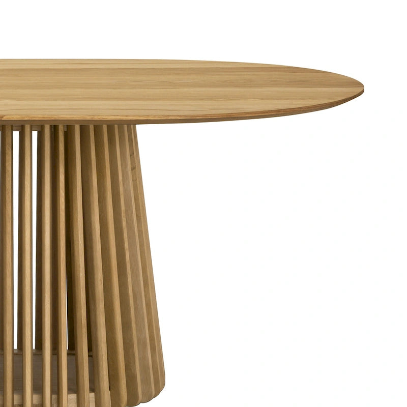 Table à manger ovale de 79 pouces en bois massif avec piédestal à lattes