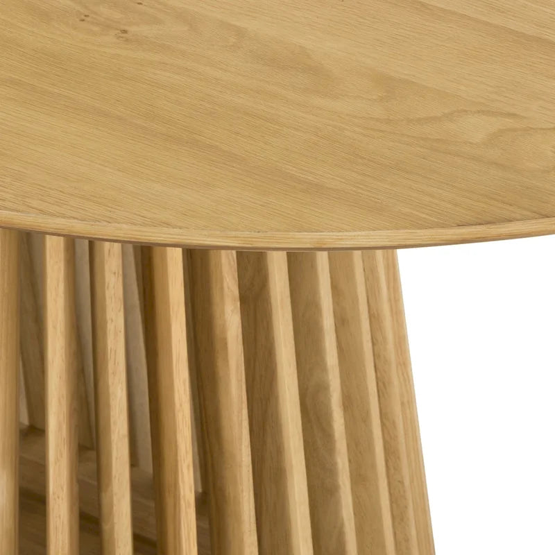 Table à manger ovale de 79 pouces en bois massif avec piédestal à lattes