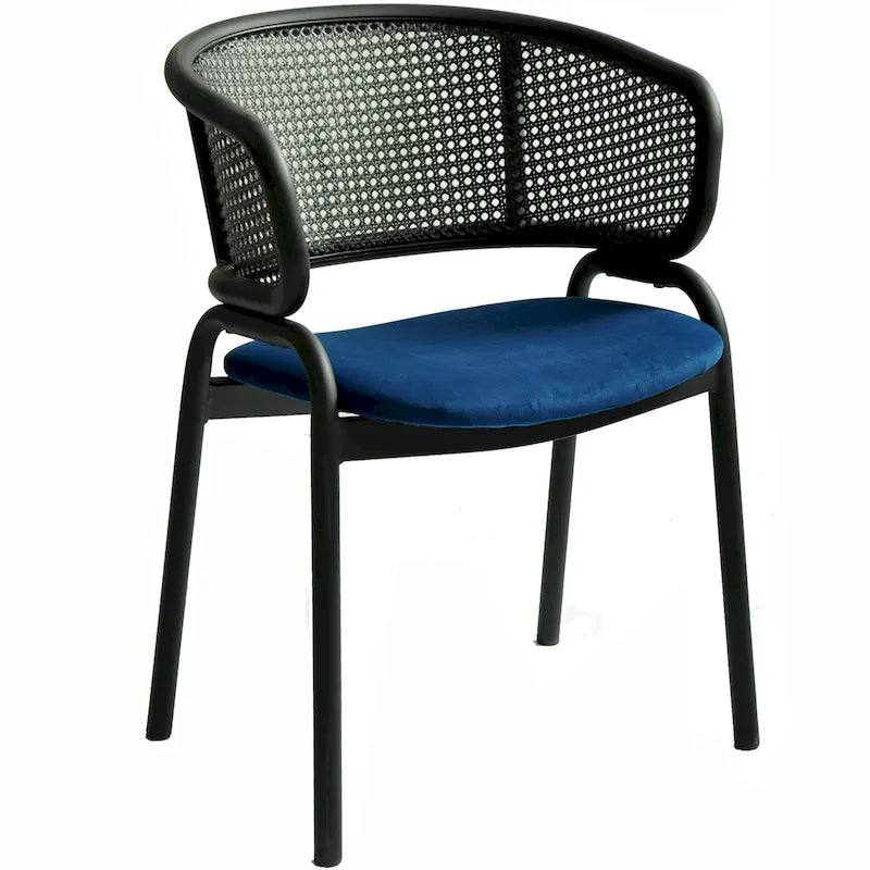 Chaise de salle à manger moderne capitonnée avec fauteuil confortable et pieds en fer noir pour salle à manger, cuisine, patio