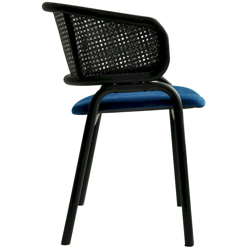 Chaise de salle à manger moderne capitonnée avec fauteuil confortable et pieds en fer noir pour salle à manger, cuisine, patio