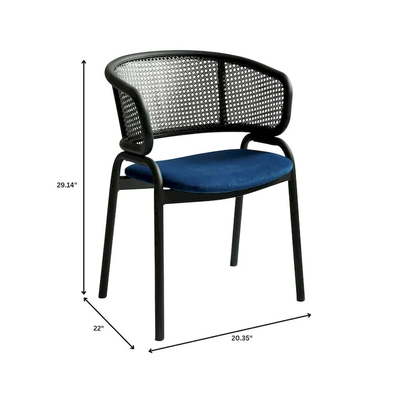 Chaise de salle à manger moderne capitonnée avec fauteuil confortable et pieds en fer noir pour salle à manger, cuisine, patio