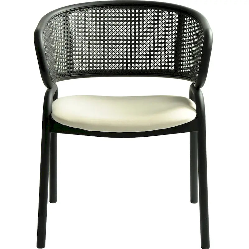 Chaise de salle à manger moderne capitonnée avec fauteuil confortable et pieds en fer noir pour salle à manger, cuisine, patio