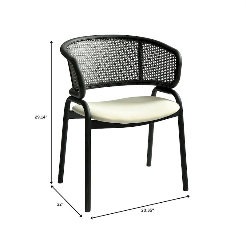 Chaise de salle à manger moderne capitonnée avec fauteuil confortable et pieds en fer noir pour salle à manger, cuisine, patio