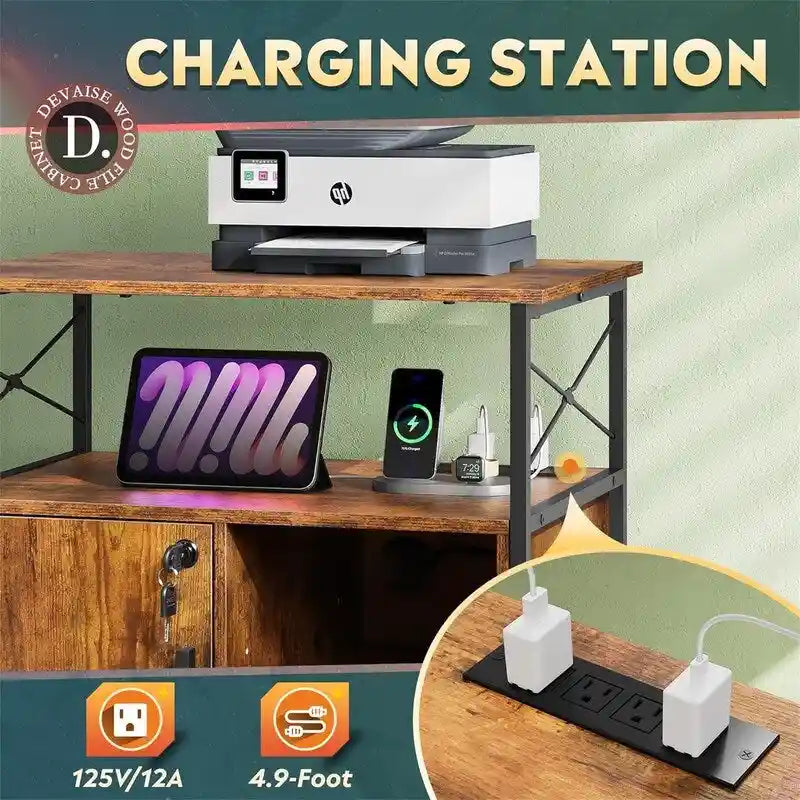 Meuble de rangement avec station de recharge – 16,06P x 23,62L x 25,91H