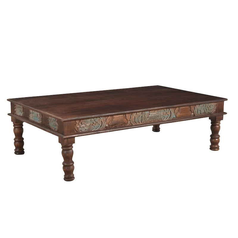 Timbergirl Carved Panel Reclaimed Wood Coffee Table - 55 x 34