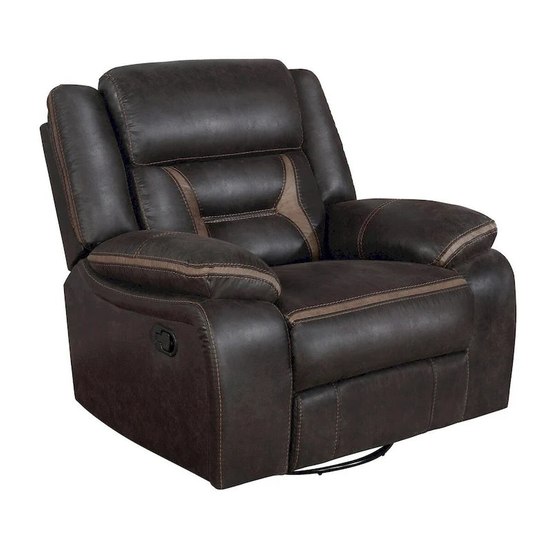Fauteuil inclinable manuel coulissant de 41 pouces, avec coussin supérieur, en similicuir marron foncé