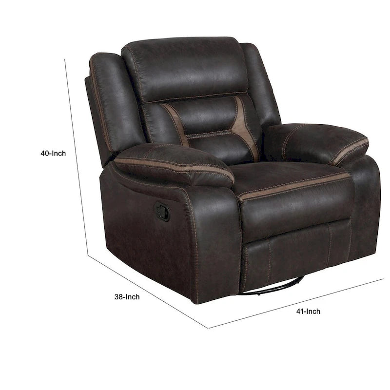 Fauteuil inclinable manuel coulissant de 41 pouces, avec coussin supérieur, en similicuir marron foncé