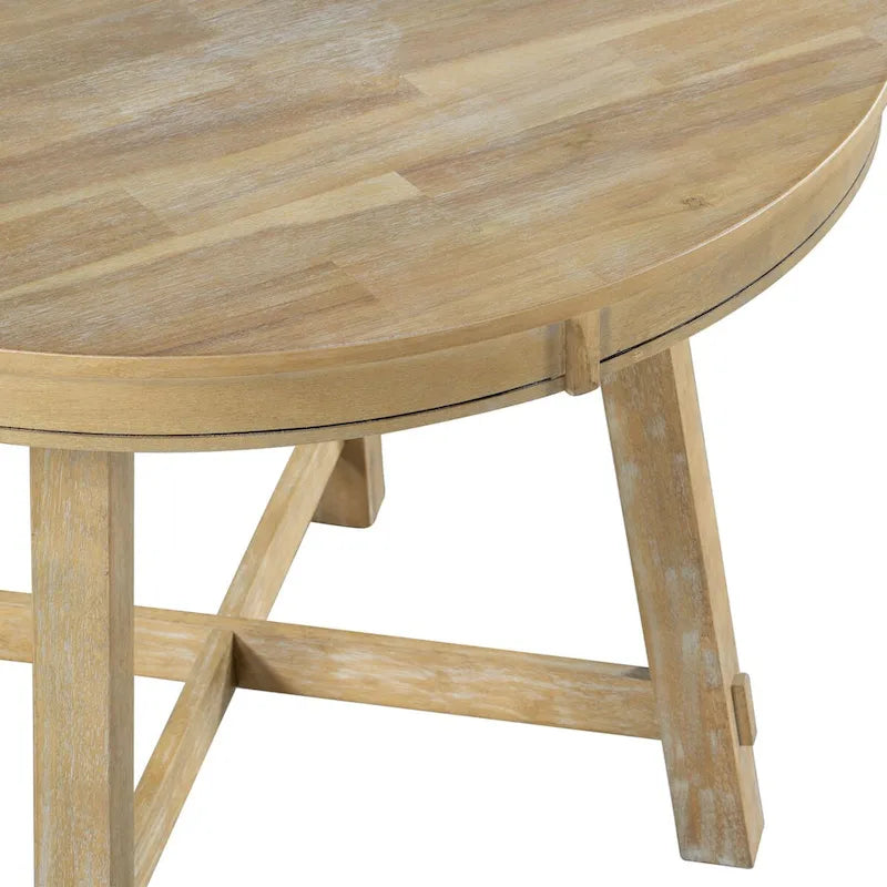 Table de salle à manger ronde extensible style ferme