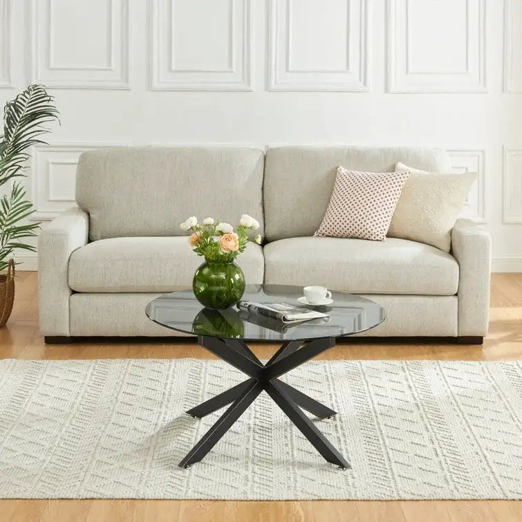 Table basse ronde de 35,4 avec plateau en verre
