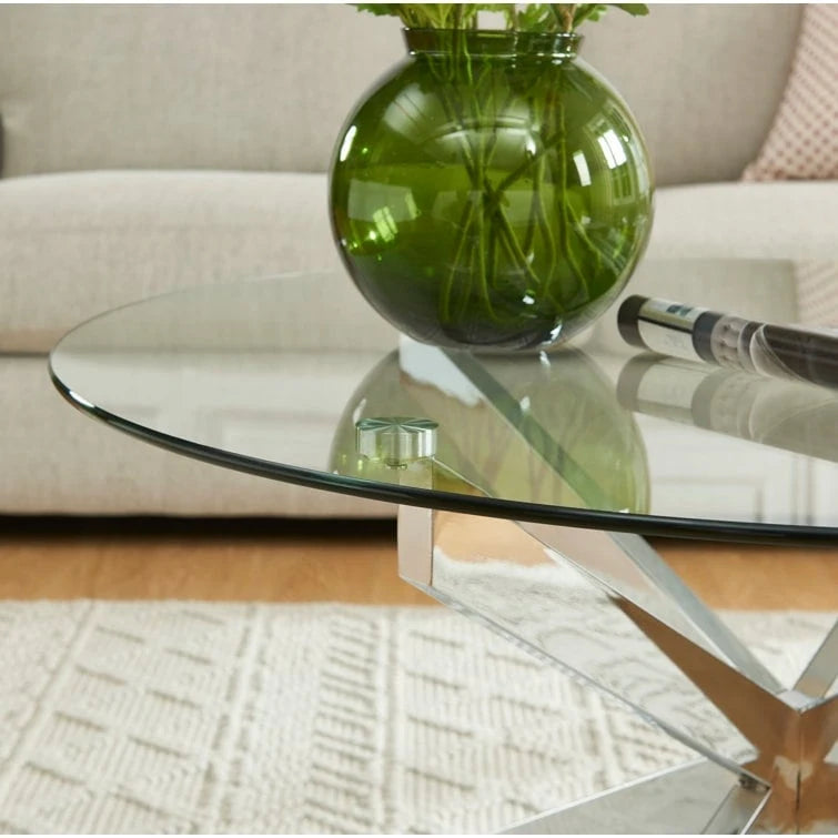 Table basse ronde de 35,4 avec plateau en verre