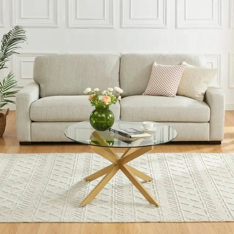 Table basse ronde de 35,4 avec plateau en verre
