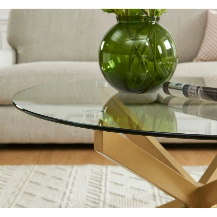 Table basse ronde de 35,4 avec plateau en verre