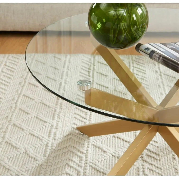 Table basse ronde de 35,4 avec plateau en verre