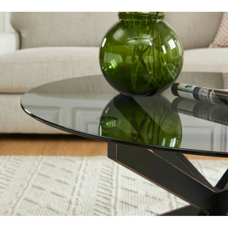 Table basse ronde de 35,4 avec plateau en verre