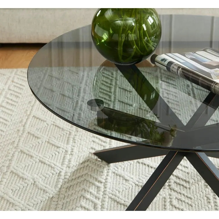 Table basse ronde de 35,4 avec plateau en verre